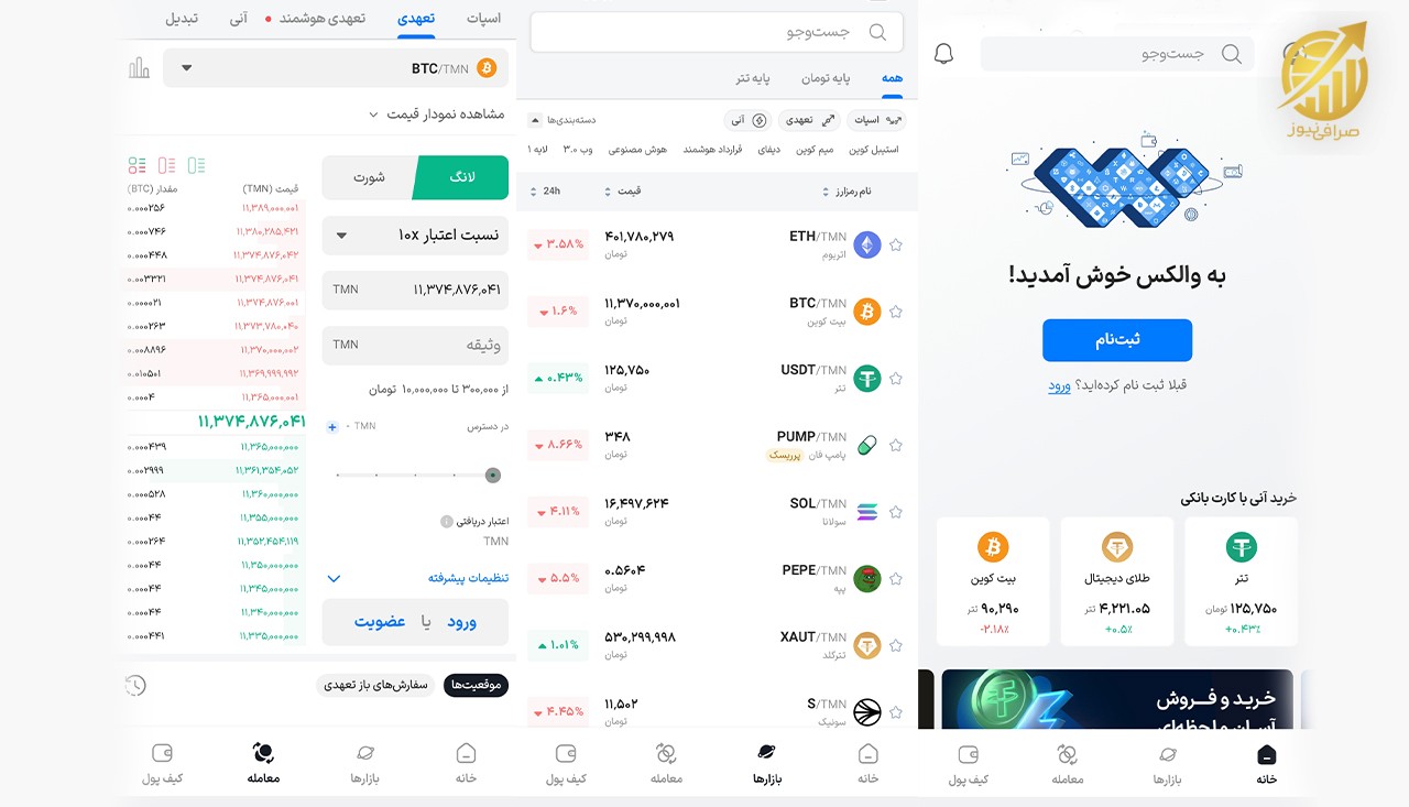 امکانات صرافی والکس